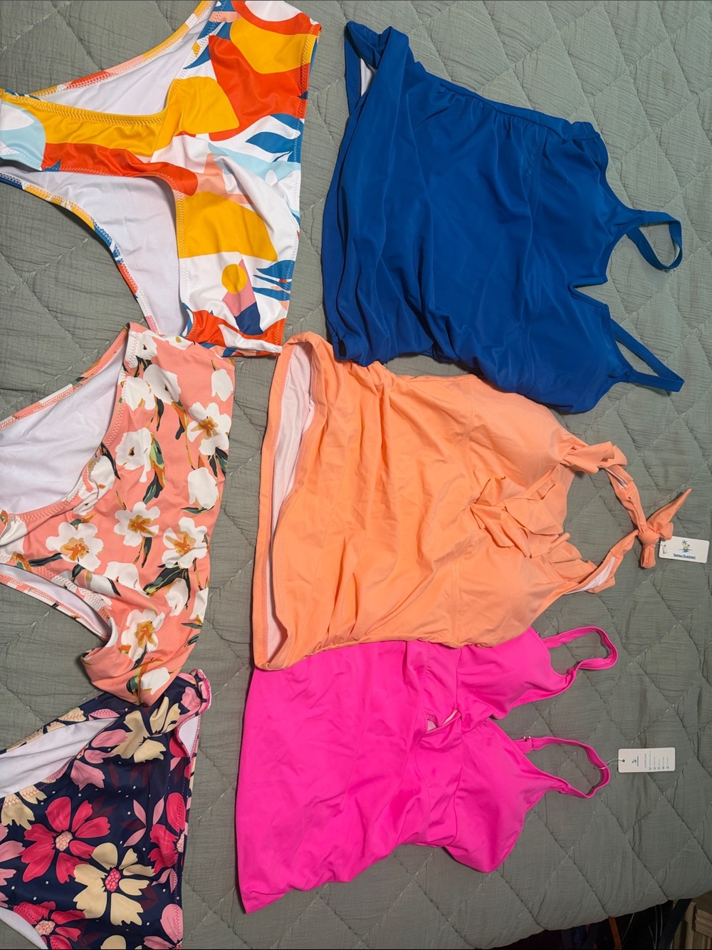 3 NWT Beachsissi Tankini sets - Coral, Hot Pink, Royal Blue & Floral